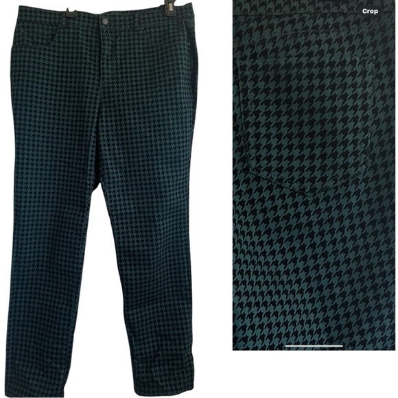 Charter Club Houndstooth pants size 18. Green and black stretch holidays - Picture 1 of 7